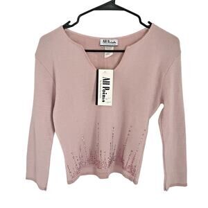 Y2K Pink Sweater L Vintage USA Made Glitter Party Knit NWT Bratz Core